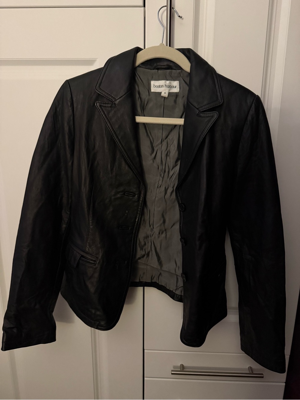 Boston Harbour Women's Black Leather Blazer